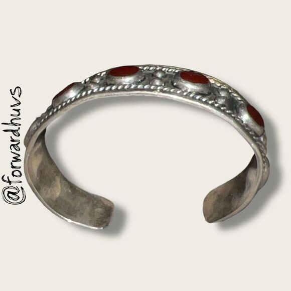 Mexican Sterling Silver Enamel Cuff – TL-126 – Marked 925 – 32.49g - Picture 4 of 9